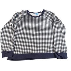 Draper James womens navy white gingham sweatshirt.  Size XXL. buffalo check 2XL